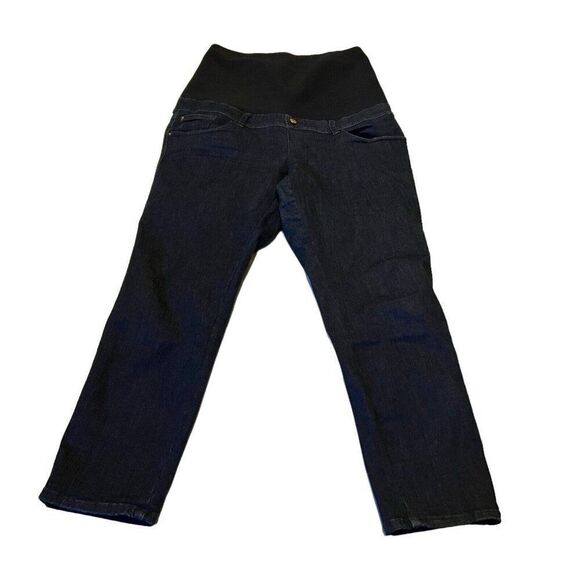 Sezane Denim Maternity Dark Jeans Mommy Pants Size 35 Large Pregnancy Clothing - Picture 1 of 10